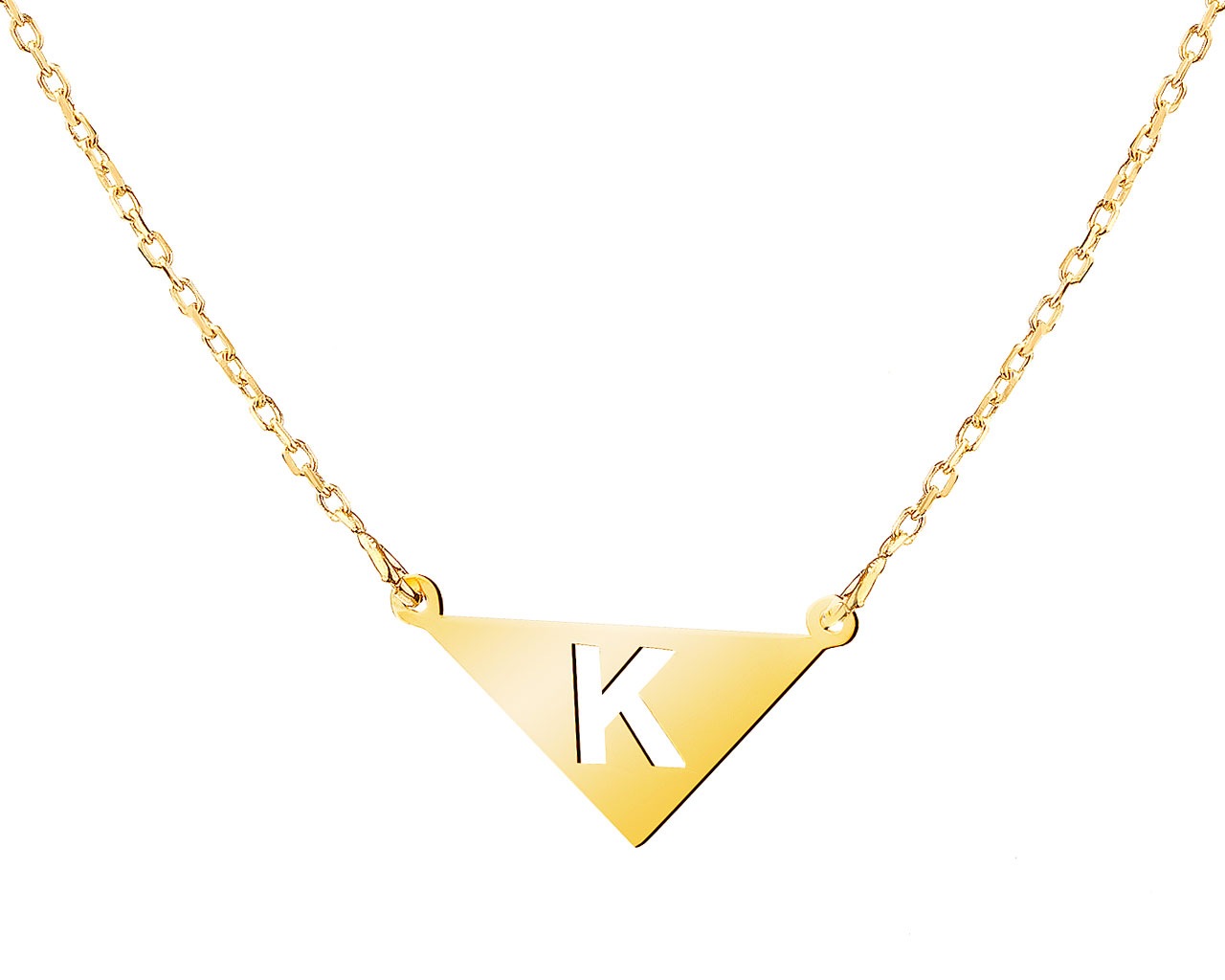 Złoty naszyjnik, ankier- trójkąt, litera K