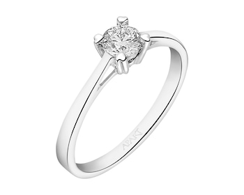 14ct White Gold Ring with Diamond 0,30 ct - fineness 14 K