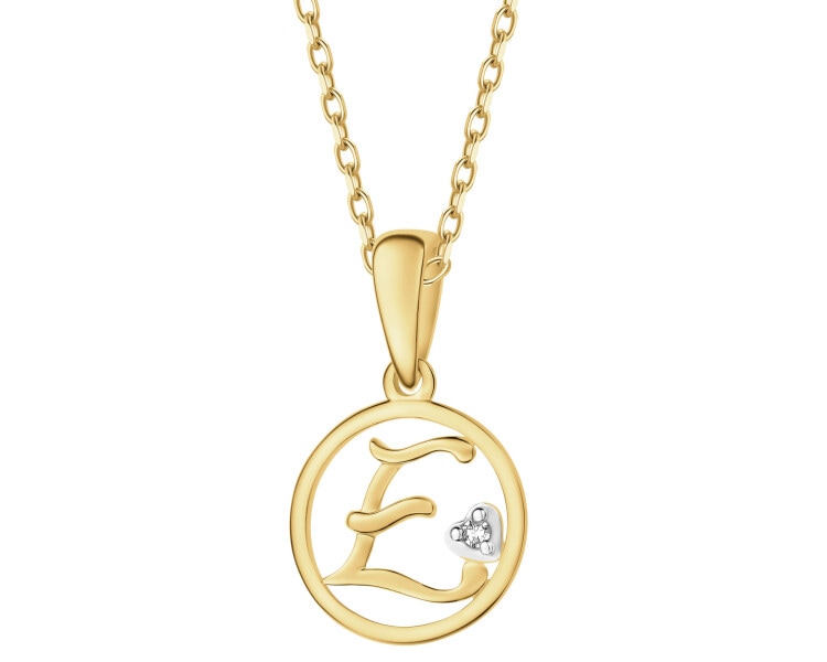 Zawieszka z żółtego złota z diamentem - litera E - 0,003 ct - próba 585
