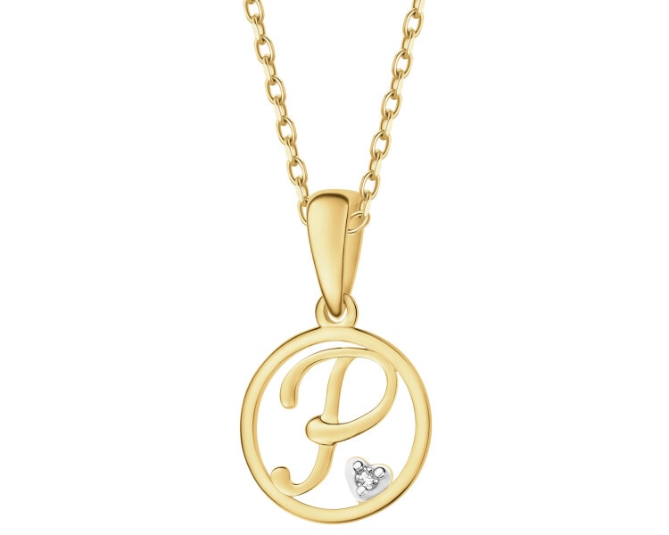 Zlatý přívěsek s diamantem - písmeno P - 0,003 ct - ryzost 585