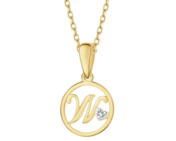 14ct Yellow Gold Pendant with Diamond - 0,003 ct - fineness 14 K