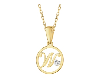 Zlatý přívěsek s diamantem - písmeno W - 0,003 ct - ryzost 585
