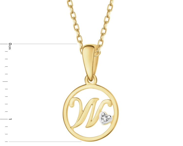 14ct Yellow Gold Pendant with Diamond - 0,003 ct - fineness 14 K