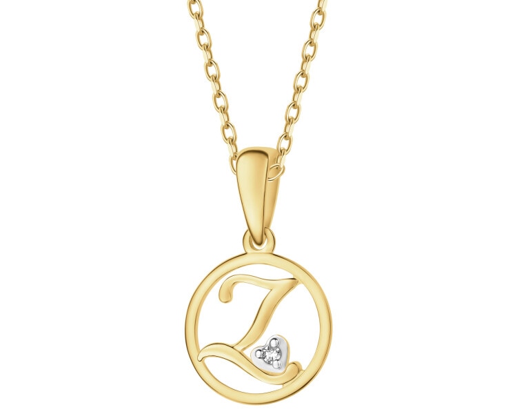 Zawieszka z żółtego złota z diamentem - litera Z - 0,003 ct - próba 585