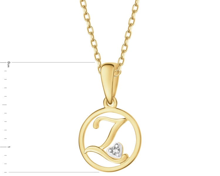14ct Yellow Gold Pendant with Diamond - 0,003 ct - fineness 14 K