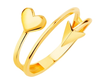 Złoty pierścionek - serce, strzała