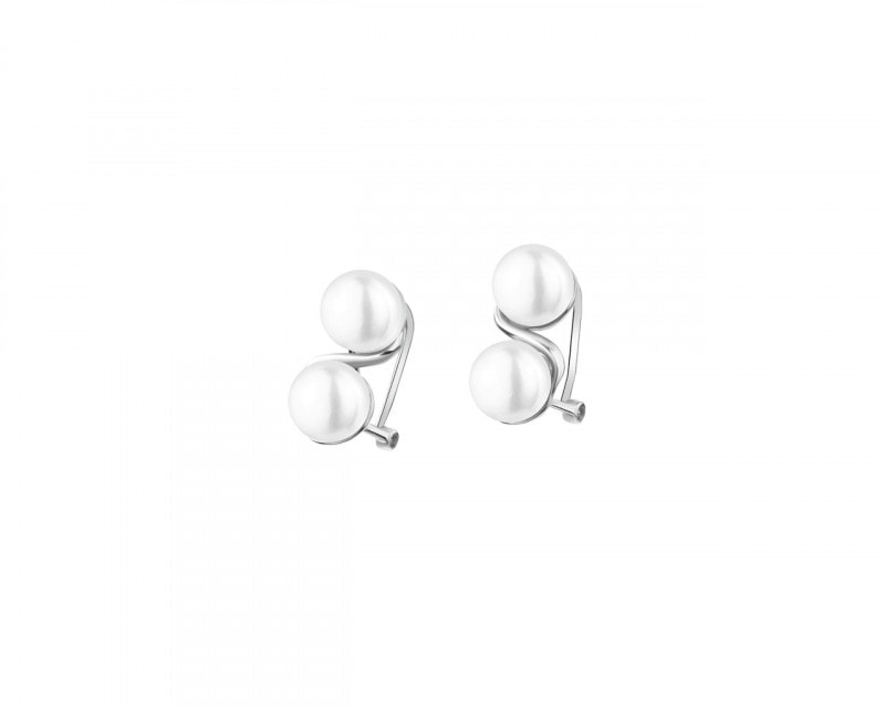 Rhodium Plated Silver Clip with Pearl