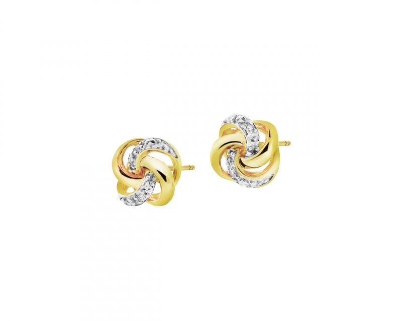 Yellow gold diamond earrings 0,01 ct - fineness 9 K