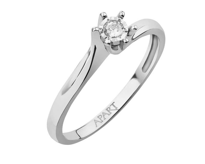 White gold brilliant cut diamond ring 0,05 ct - fineness 14 K