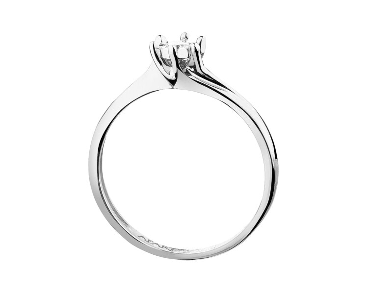 White gold brilliant cut diamond ring - 0,05 ct - fineness 14 K