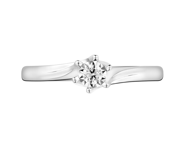 White gold brilliant cut diamond ring - 0,05 ct - fineness 14 K