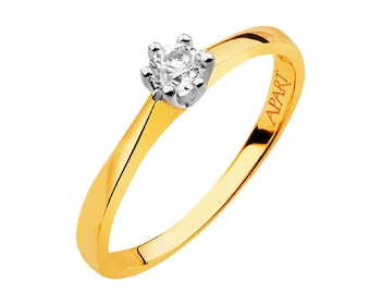 Yellow gold brilliant cut diamond ring 0,16 ct - fineness 14 K