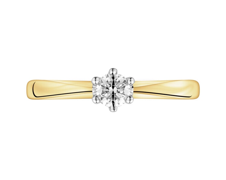 Yellow gold brilliant cut diamond ring - 0,16 ct - fineness 14 K