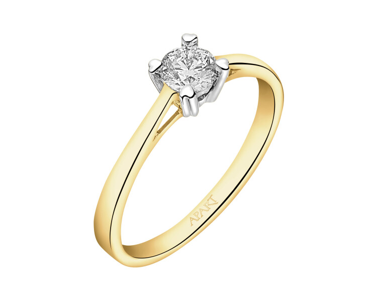 Yellow gold brilliant cut diamond ring - 0,30 ct - fineness 14 K