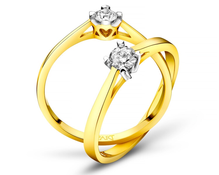 Yellow gold brilliant cut diamond ring - 0,30 ct - fineness 14 K