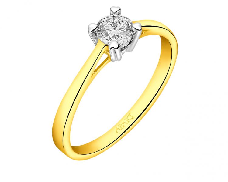 Yellow gold brilliant cut diamond ring 0,30 ct - fineness 14 K