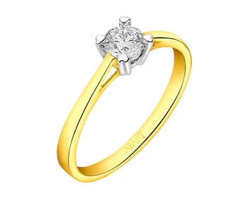 Yellow gold brilliant cut diamond ring 0,30 ct - fineness 14 K
