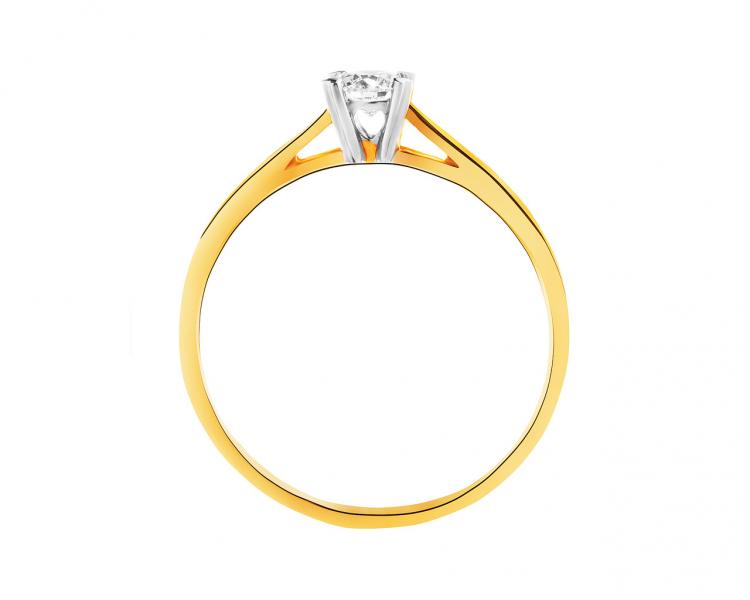 Prsten ze žlutého zlata s briliantem 0,30 ct - ryzost 585