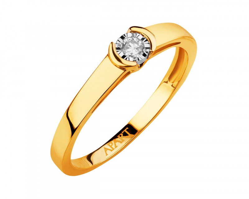 Yellow & white gold brilliant cut diamond ring 0,05 ct - fineness 585