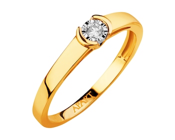 Yellow & white gold brilliant cut diamond ring 0,05 ct - fineness 14 K