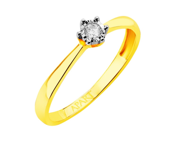 Yellow and white gold diamond ring 0,05 ct - fineness 585