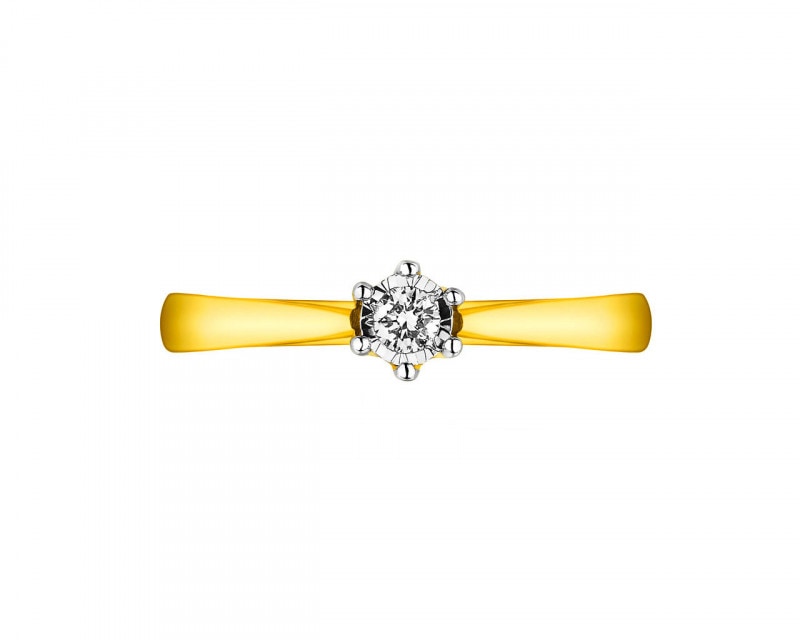 Yellow and white gold diamond ring 0,05 ct - fineness 585