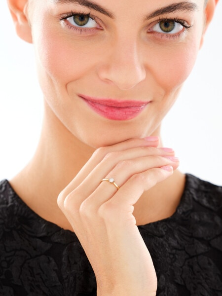 Yellow and white gold diamond ring - 0,05 ct - fineness 585