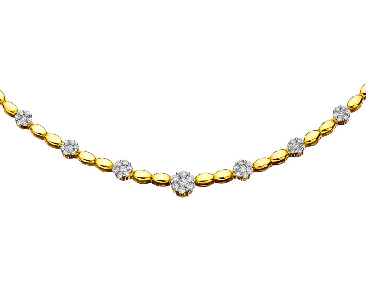 14ct Yellow Gold Necklace with Diamonds 0,63 ct - fineness 14 K