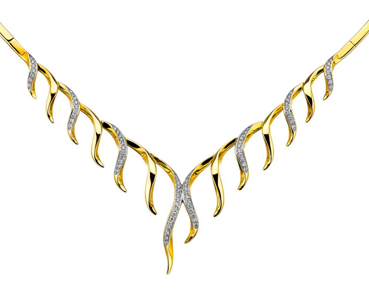 14ct Yellow Gold Necklace with Diamonds 0,48 ct - fineness 14 K