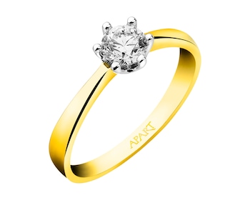 14ct Yellow Gold Ring with Diamond 0,33 ct - fineness 14 K