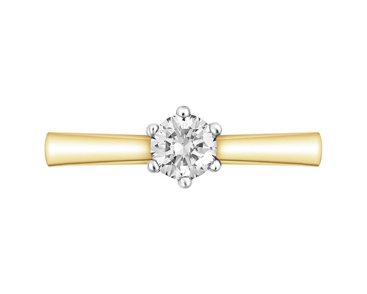 14ct Yellow Gold Ring with Diamond - 0,33 ct - fineness 14 K