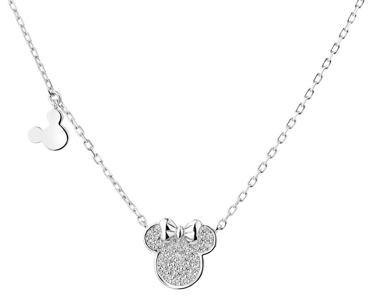 Stříbrný náhrdelník se zirkony - Minnie Mouse