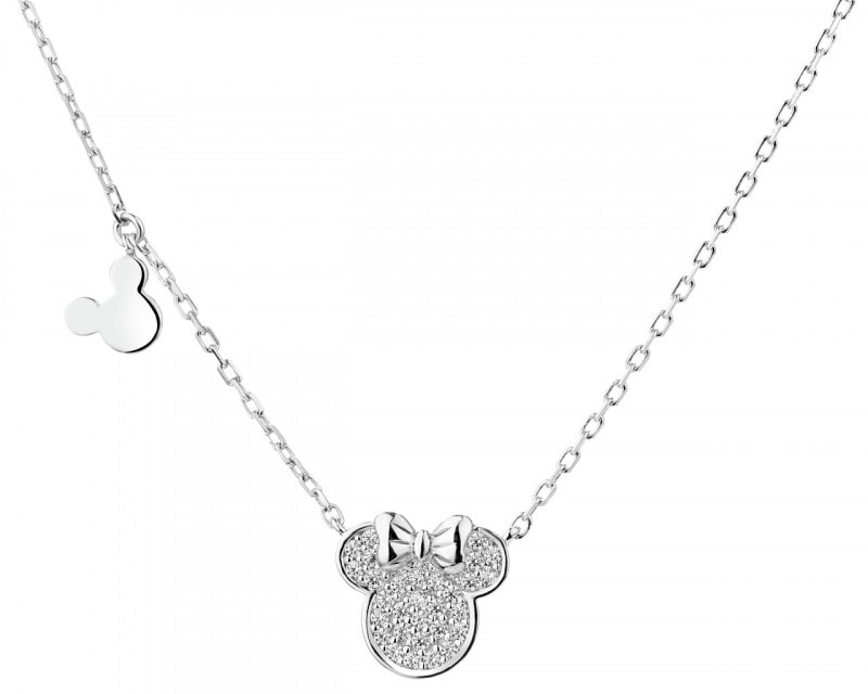 Stříbrný náhrdelník se zirkony - Minnie Mouse, Disney