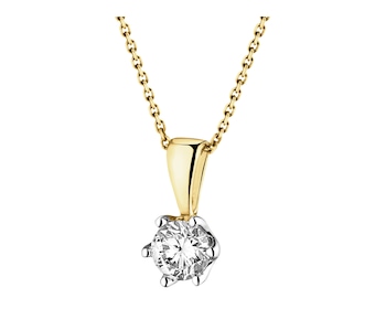 Yellow gold brilliant cut diamond pendant - 0,35 ct - fineness 14 K