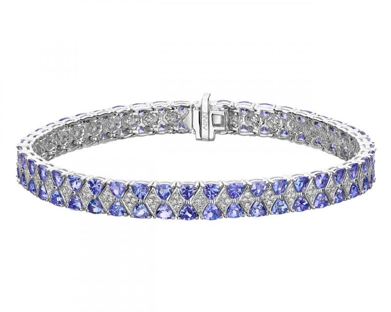White gold diamond and tanzanite bracelet - fineness 14 K
