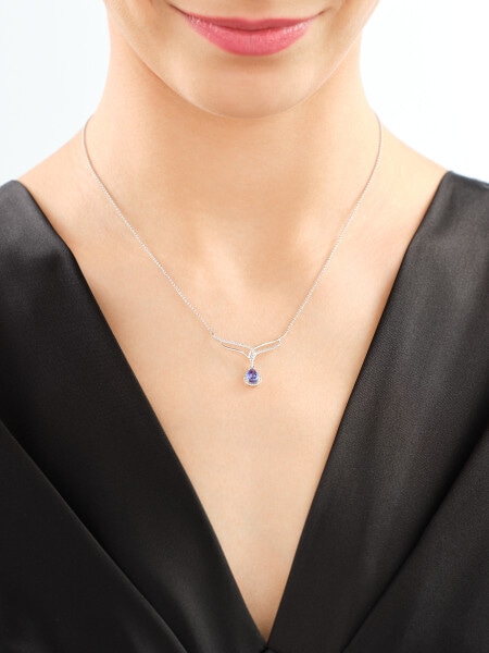 White gold diamond & tanzanite necklace - fineness 14 K