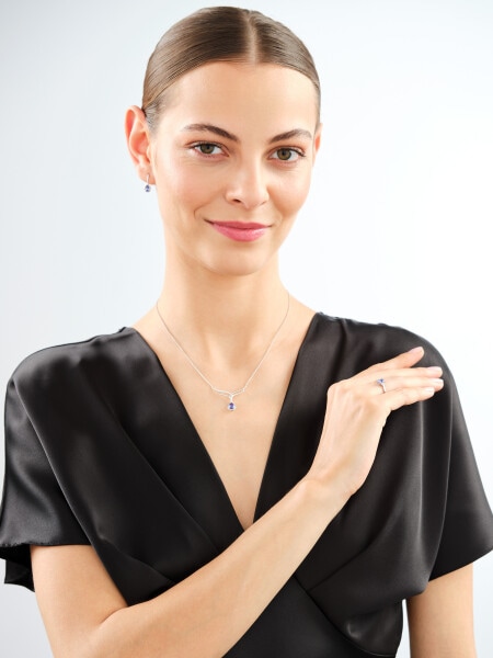 White gold diamond & tanzanite necklace - fineness 14 K