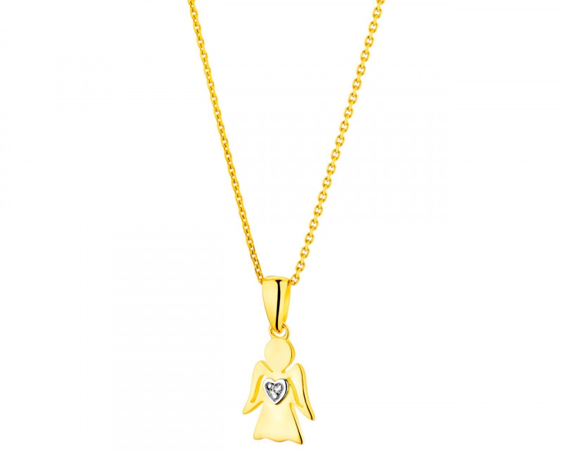 9ct Yellow Gold Pendant with Diamond 0,004 ct - fineness 9 K