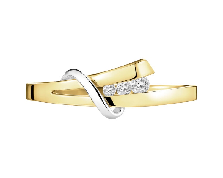 14ct Yellow Gold, White Gold Ring with Diamonds - 0,11 ct - fineness 585