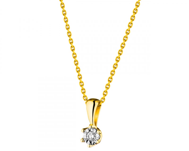 14ct Yellow Gold, White Gold Pendant with Diamond 0,02 ct - fineness 585