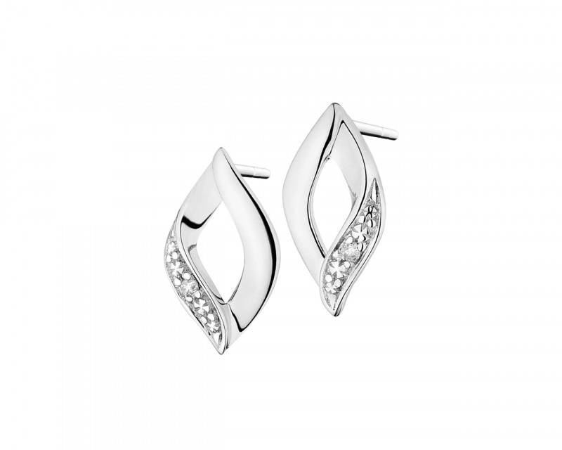 White gold diamond earrings 0,008 ct - fineness 9 K