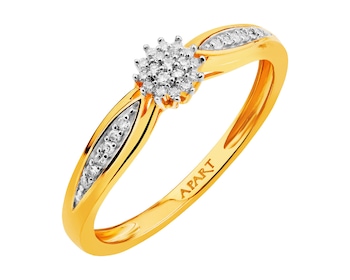 Prsten ze žlutého zlata s diamanty 0,10 ct - ryzost 585