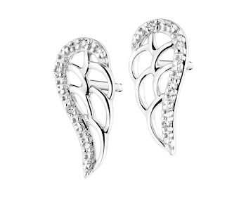 9ct White Gold Earrings with Diamonds 0,02 ct - fineness 9 K