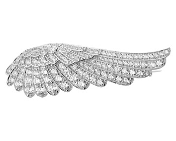 Broszka srebrna z cyrkoniami - skrzydło