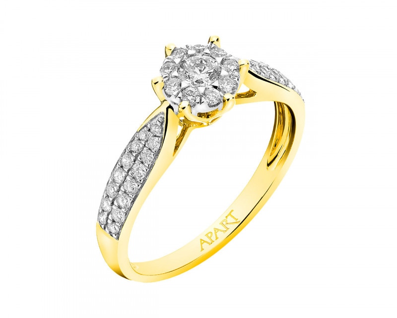 14ct Yellow Gold, White Gold Ring with Diamonds 0,40 ct - fineness 585