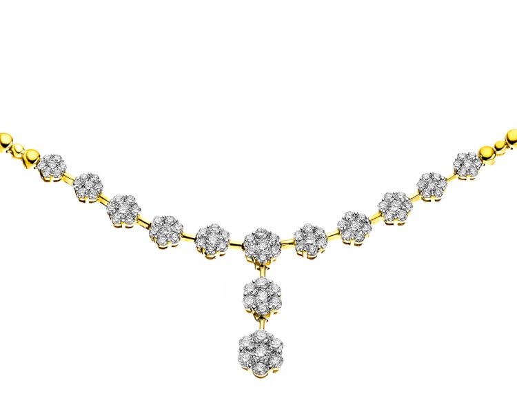 14ct Yellow Gold Necklace with Diamonds 1,91 ct - fineness 14 K