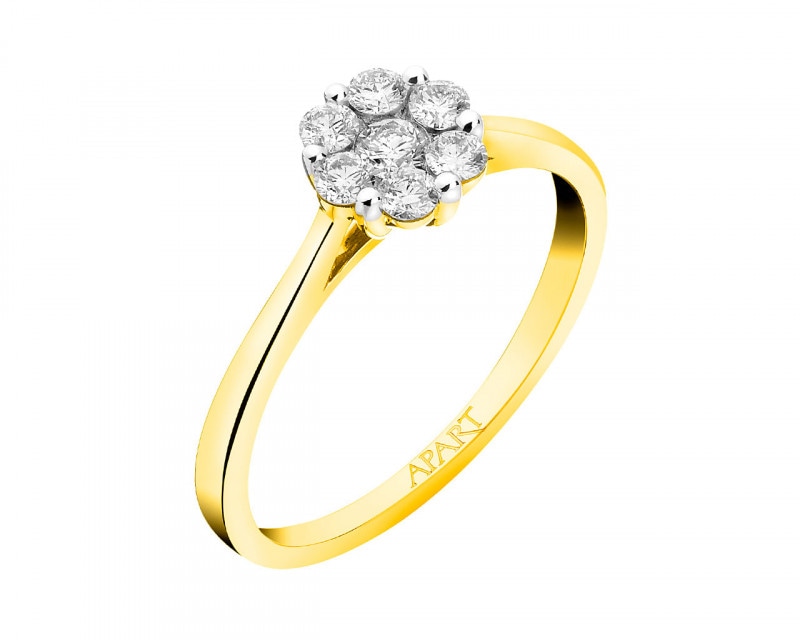 14ct Yellow Gold Ring with Diamonds 0,30 ct - fineness 14 K