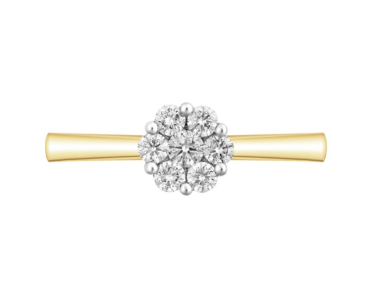 14ct Yellow Gold Ring with Diamonds - 0,30 ct - fineness 14 K