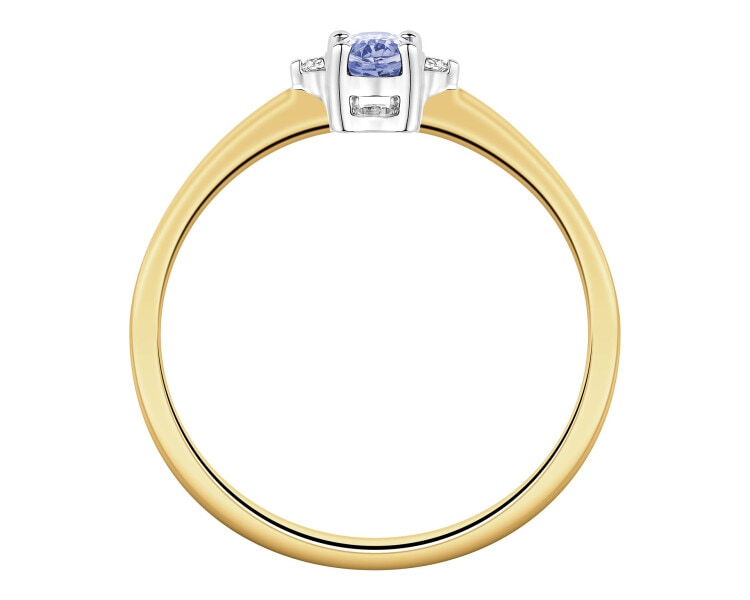 14ct Yellow Gold, White Gold Ring with Diamonds - fineness 585