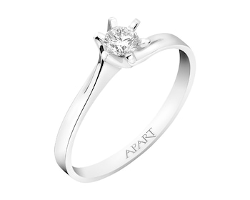 14ct White Gold Ring with Diamond 0,19 ct - fineness 14 K
